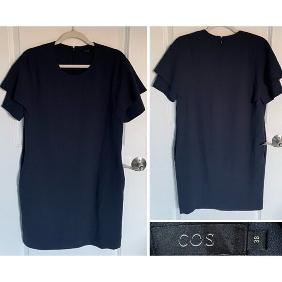 COS Navy Blue Short Sleeve Mini Shift Dress with Pockets - 35012 - Picture 1 of 13